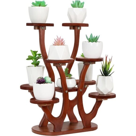 9-Pot Mini Succulent Stand, Multi-Layer Small Plant Display Shelf for Windowsill - Picture 2 of 7